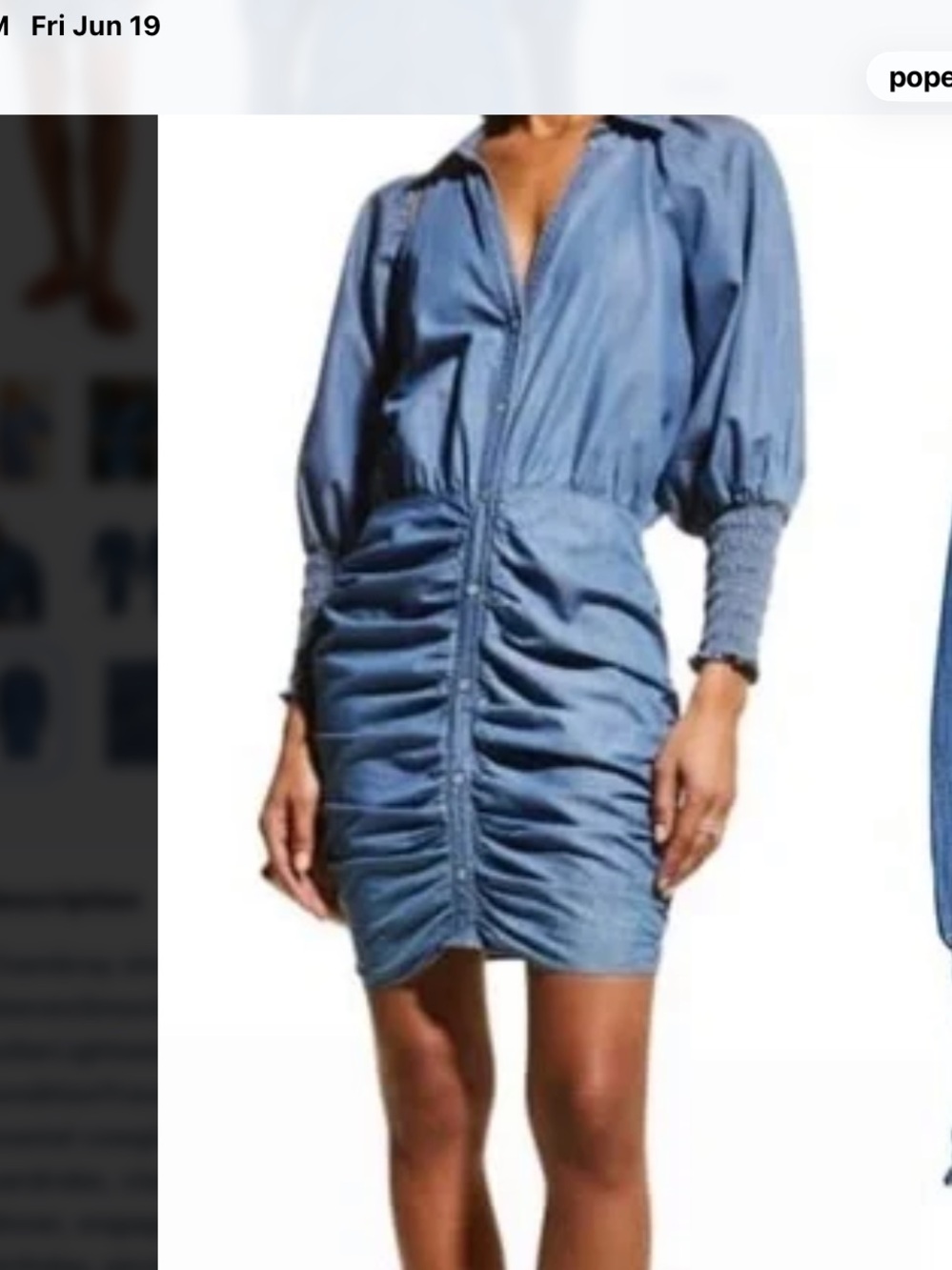 Veronica Beard Chambray Ruched Mini Dress - Light Blue